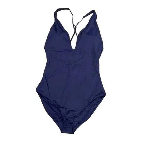 NWT Andie Bali One Piece Swimsuit Deep V Neck UPF 50 RemovableCups XLT Navy Blue - Picture 13 of 14